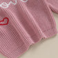 Baby Girl Valentines Day Outfit Love Heart Sweet Long Sleeve Sweater Tshirt Crewneck Tops Fall Winter Clothes (C-Red, 6-9 Months