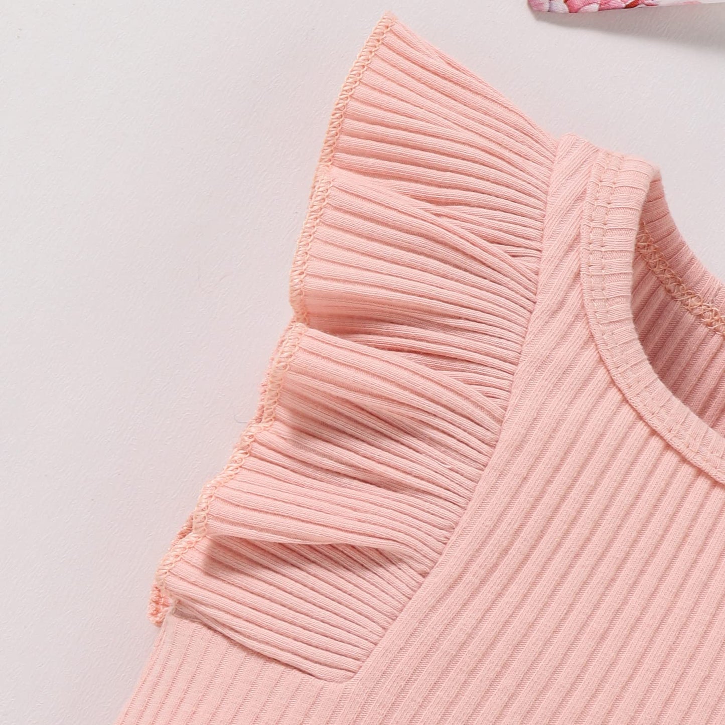 Baby Girl Clothes Infant Summer Outfits Set Ruffle Sleeve Romper Floral Pants 3Pcs Bodysuit +Shorts +Headband (Pink, 0-3 Months)