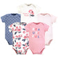 Touched By Nature Unisex Baby Organic Cotton Bodysuits, Bubblegum Floral, 6-9 Months