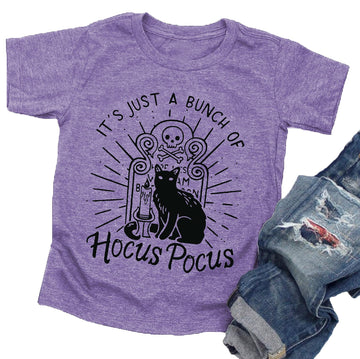 Halloween T Shirt Toddler Boys Girls It'S Just A Bunch Of Hocus Pocus Shirts Baby Graphic Tees Tops(Purple,90)