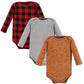 Hudson Baby Unisex Baby Cotton Long-Sleeve Bodysuits, Into The Woods Prints 3-Pack, 3-6 Months