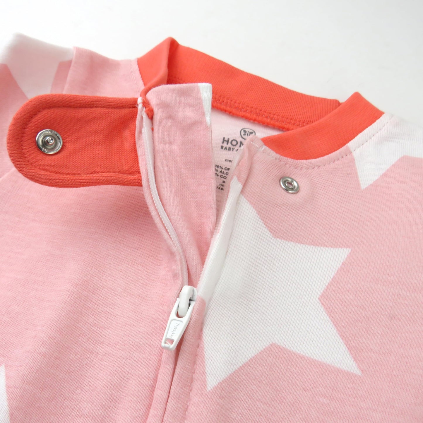 Honestbaby Baby Celebration Sleep & Play Footed One-Piece Pajama Sleeper 100% Organic Cotton, Jumbo Star Pink, 3-6 Months