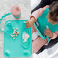 Busy Baby Silicone Mat - Suction Cups, 4 Straps To Secure Baby Essentials, Self Feeding, Baby Led Weaning, Travel Sleeve Include