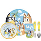 Zak Designs 5-Piece Dinnerware Set, Bluey - Durable Plastic & Stainless Steel - Includes Tumbler, 8-Inch Plate, 6-Inch Bowl, For