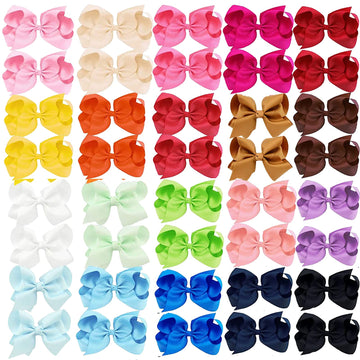 40Pcs 4 Inch Hair Bows For Girls,Hand-Made Grosgrain Ribbon Hair Bow Alligator Clips Hair Accessories For Toddlers Baby Girls Ki