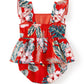 Patpat Matching Family Hawaiian Outfits - Mommy And Me Hawaiian Dress Matching Set Tropical Palm Leaf Print Summer Dress Sundres