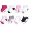Hudson Baby Unisex Cotton Rich Newborn And Terry Socks, White Pink Black, 0-6 Months