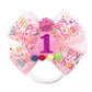 Baby Girls Pink Birthday Hair Bow Clip 1 2 3 4 5 6 Years Sprinkle Tulle Decorations Confetti Ice Cream Party Pink Hair Accessori