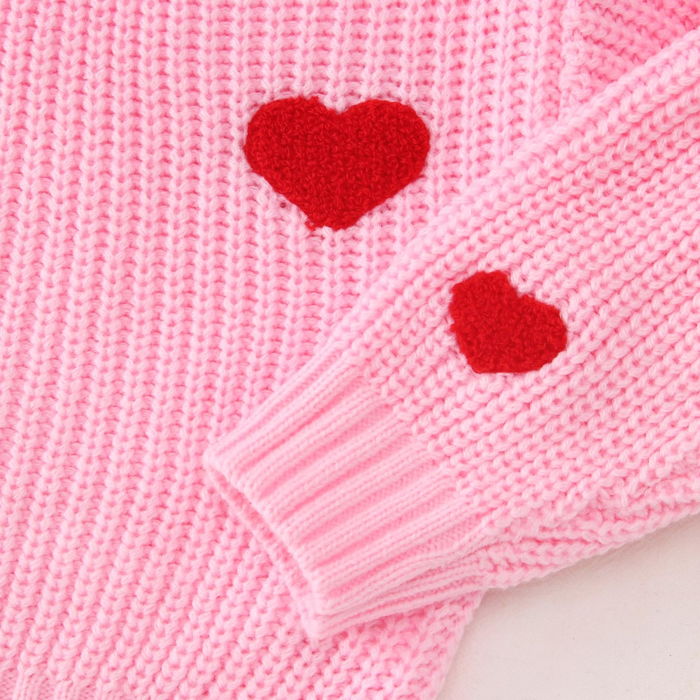 Boutikome Valentines Day Sweater Toddler Baby Girl Boy Heart Shirts Embroidery Knit Tops Spring Clothes Warm Winter Pullover(Pin