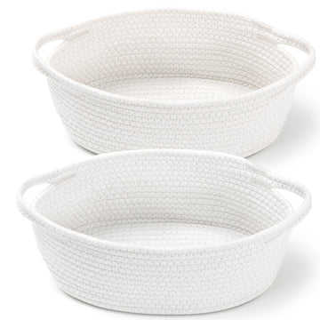 2 Pack Small Woven Basket With Gift Bags And Ribbons, Empty Decorative Gift Chest Box, Cute Baby Gift Basket For Nursery, Cotton