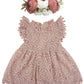 Bgfks Baby Girl Tutu Dress Elegant Lace Pom Pom Flutter Sleeve With Flower Headband Set(Dusty Rose,12 Months)