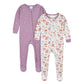 Gerber Baby Girl'S 2-Pack Footed Pajamas, Woodland Floral Purple, 0-3 Months