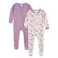 Gerber Baby Girl'S 4-Pack Footed Pajamas, Apple And Woodland Floral, 9 Months