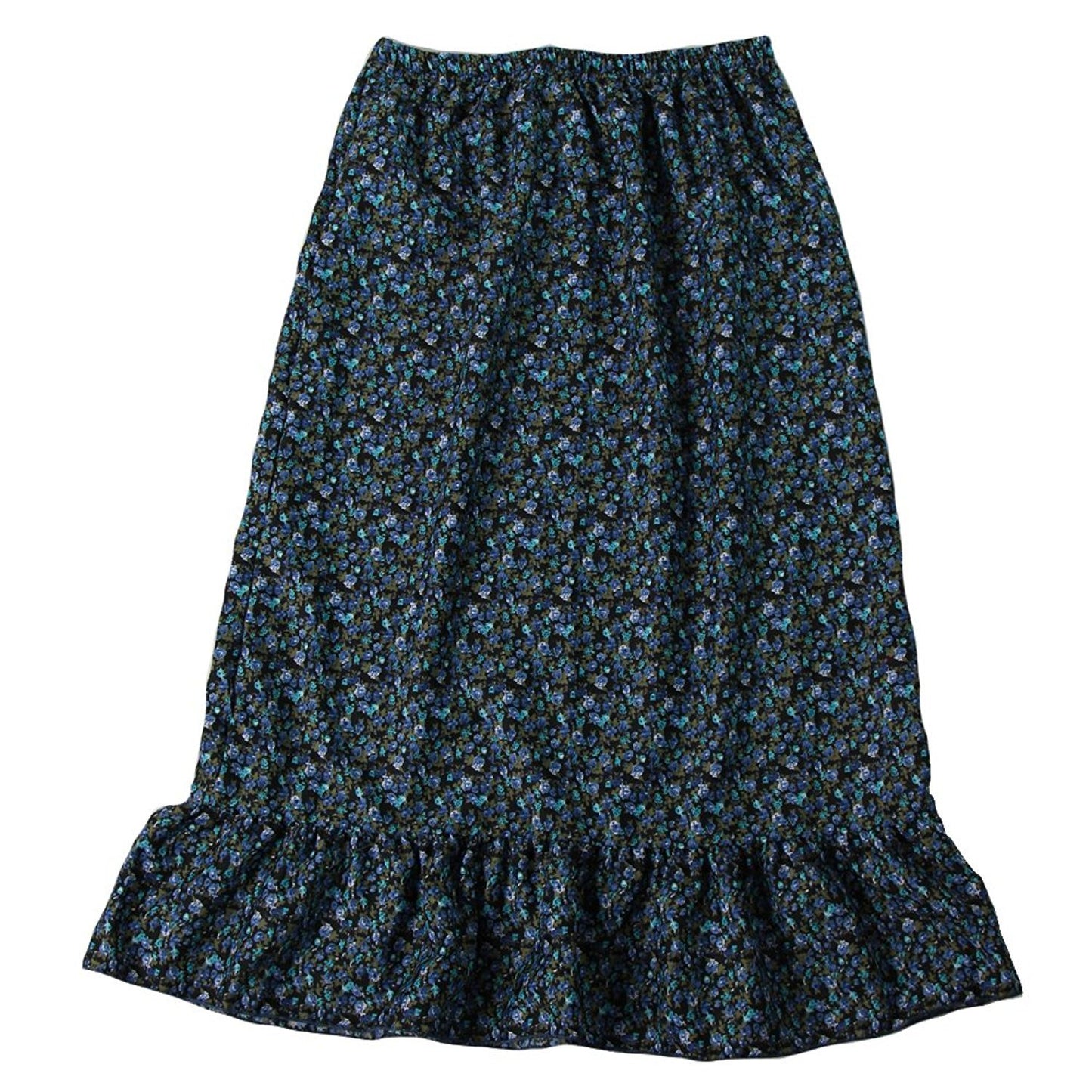 Making Believe Girls Calico Pioneer Peasant Costume Skirt - Blue Calico - Large 8-10