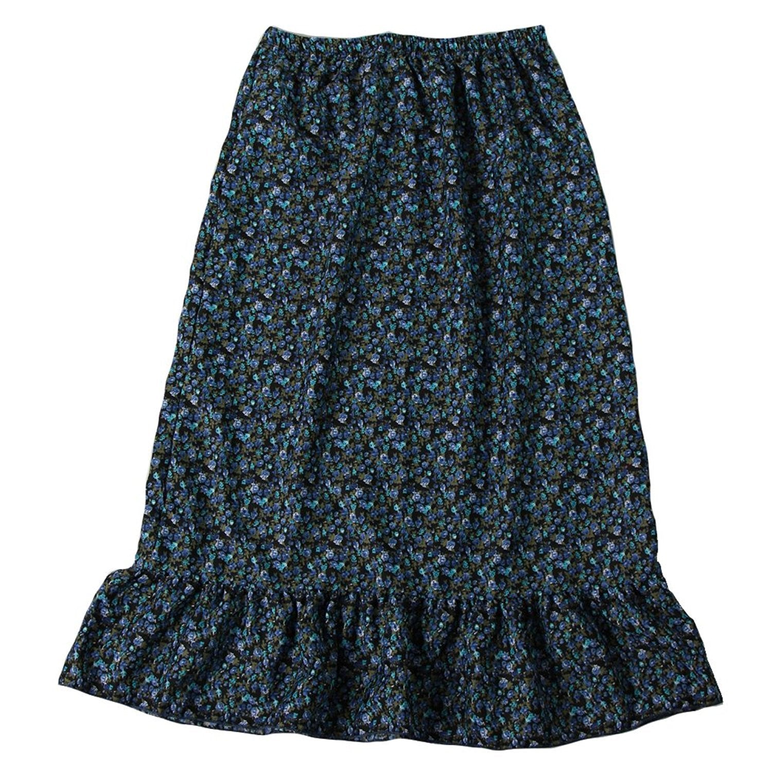 Making Believe Girls Calico Pioneer Peasant Costume Skirt - Blue Calico - Large 8-10