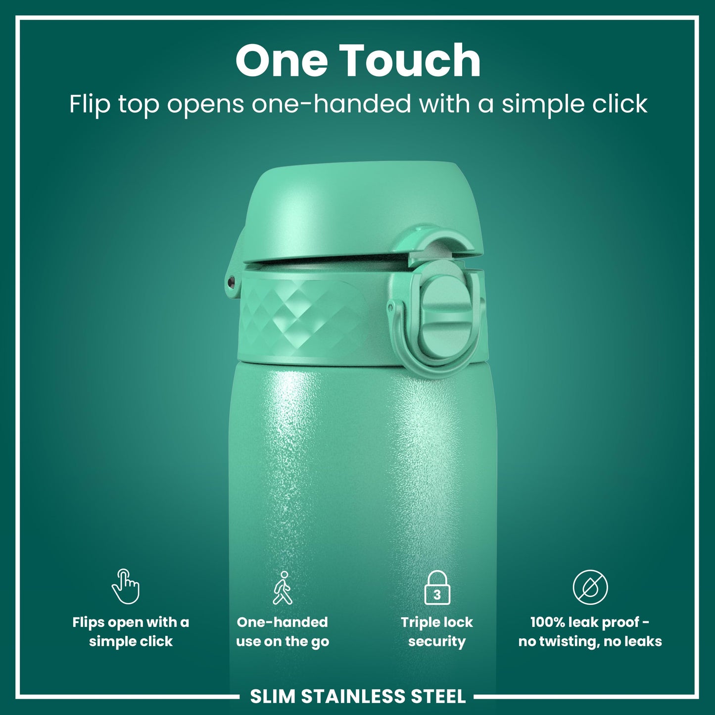 Ion8 Stainless Steel Water Bottle - Food-Safe And Odor Resistant - Fits Car Cup Holders, Backpack Pockets And More, 20 Oz  600 M