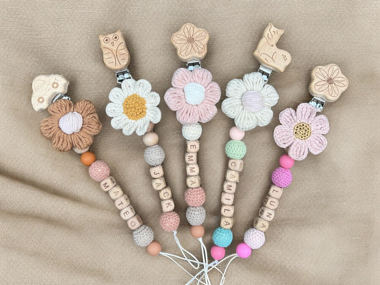Personalized Custom Crochet Pacifier Clip Boys And Grils, Paci Binky Holder Custom Name Baby Gift, Baby Shower Gift, New Birth G