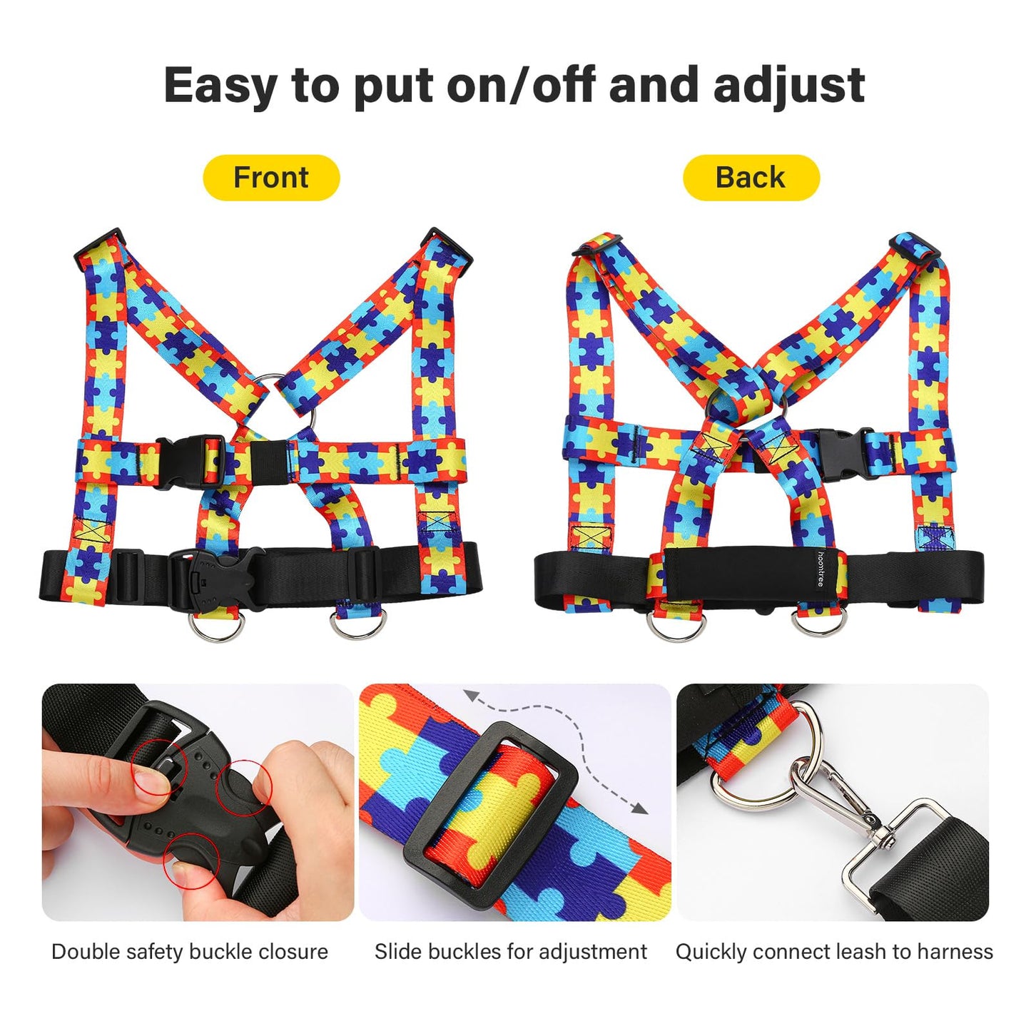 Hoomtree Safety Harness Leash For Special Needs Child Aged 3-12 Years Fully Ajustable, Sturdy Walking Harness For Older Children