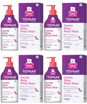 Tedibar Rich Moisturising Baby Body Wash With Skin Friendly Ph | 100% Soap & Alkali Free | Prevents Dryness & Rahses,400 Ml X Pa