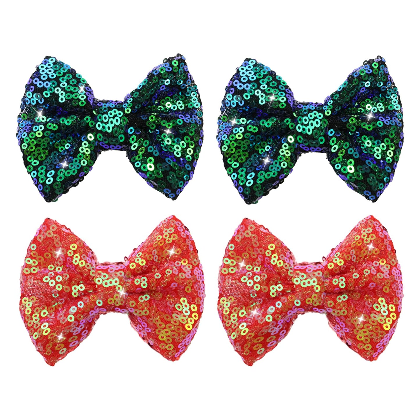 Christmas Sequin Hair Bows For Girls Green Alligator Clips Wine Red Sparkly Glitter Hair Accessories For Little Teen Toddler Gir