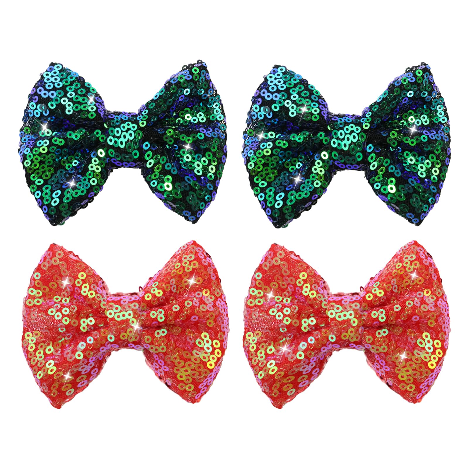 Christmas Sequin Hair Bows For Girls Green Alligator Clips Wine Red Sparkly Glitter Hair Accessories For Little Teen Toddler Gir