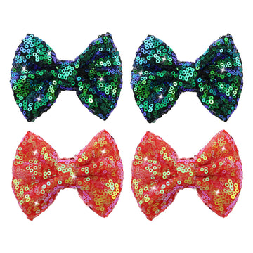 Christmas Sequin Hair Bows For Girls Green Alligator Clips Wine Red Sparkly Glitter Hair Accessories For Little Teen Toddler Gir