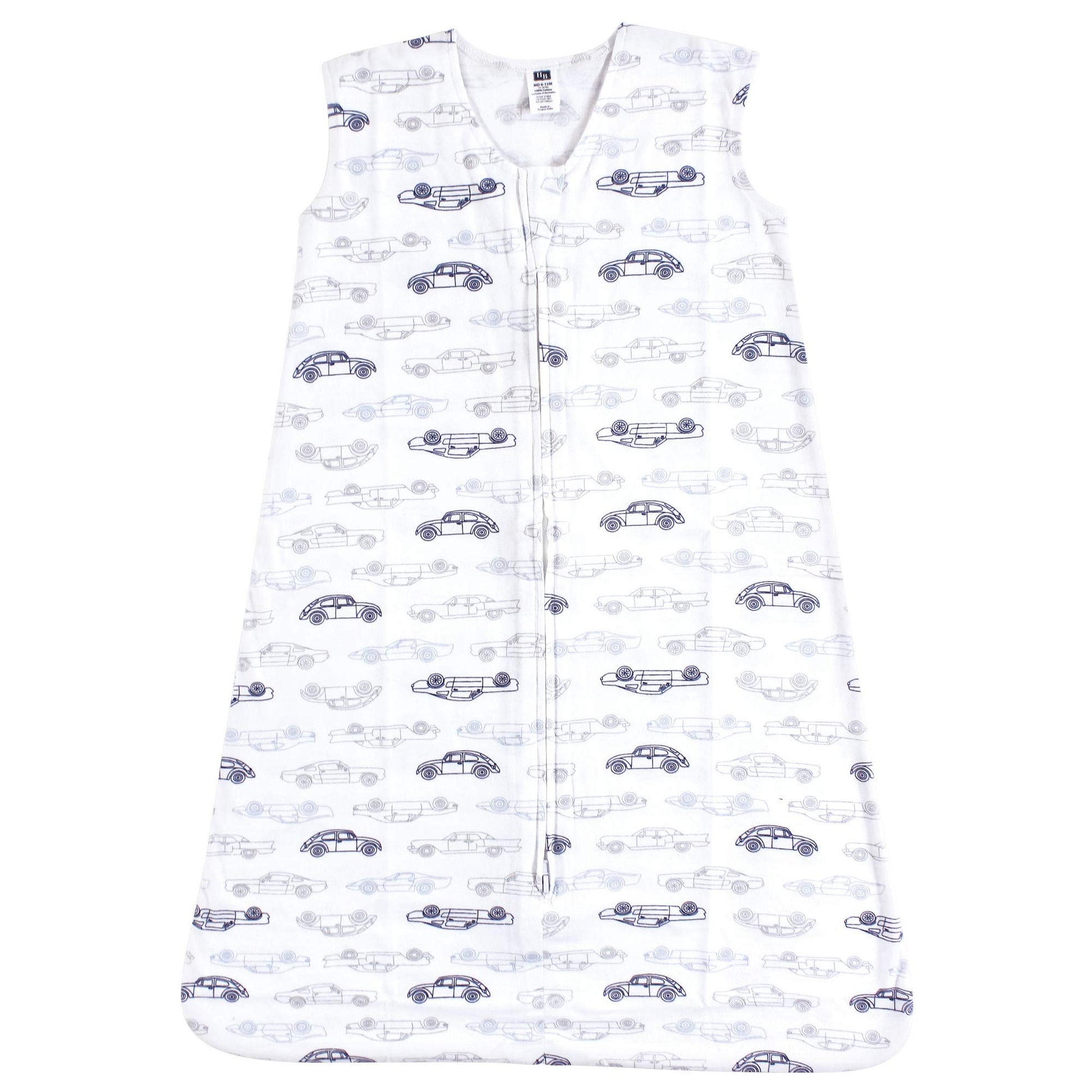 Hudson Baby Unisex Baby Cotton Sleeveless Wearable Sleeping Bag, Sack, Blanket, Classic Cars, 6-12 Months
