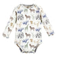 Touched By Nature Unisex Baby Organic Cotton Long-Sleeve Bodysuits, Boy Safari, 12-18 Months
