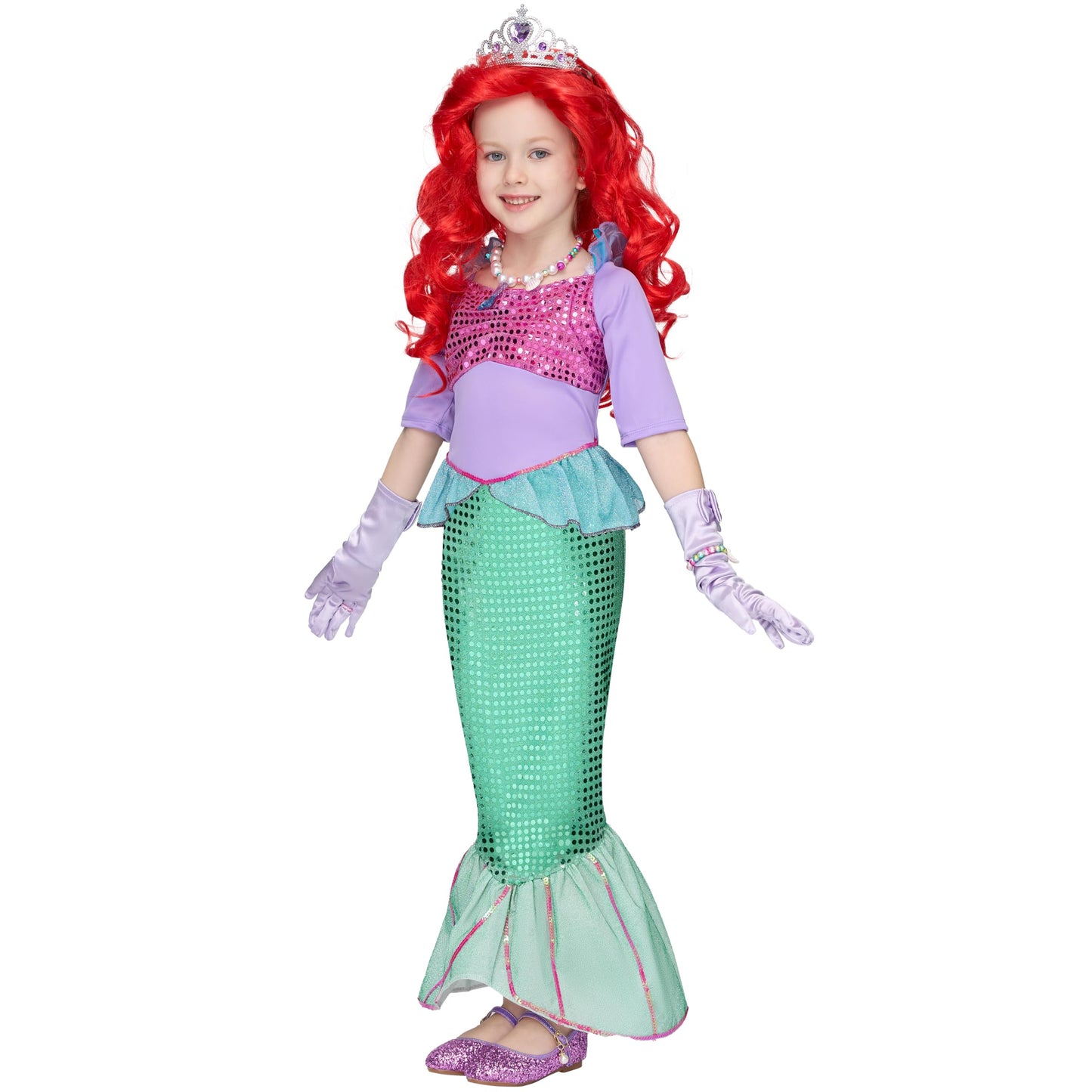 Spooktacular Creations Halloween Little Mermaid Costume For Girls, Sequin Mermaid Dress Set, Light Purple Princess Dress For Tod
