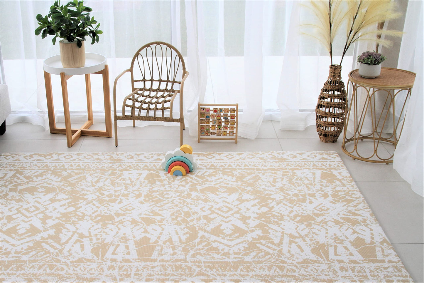 Cushmat Stylish Reversible Foam Play Mat (Large, Explorer - Gray Sand) - Soft, Waterproof, Durable Play Mat For Infants, Babies,