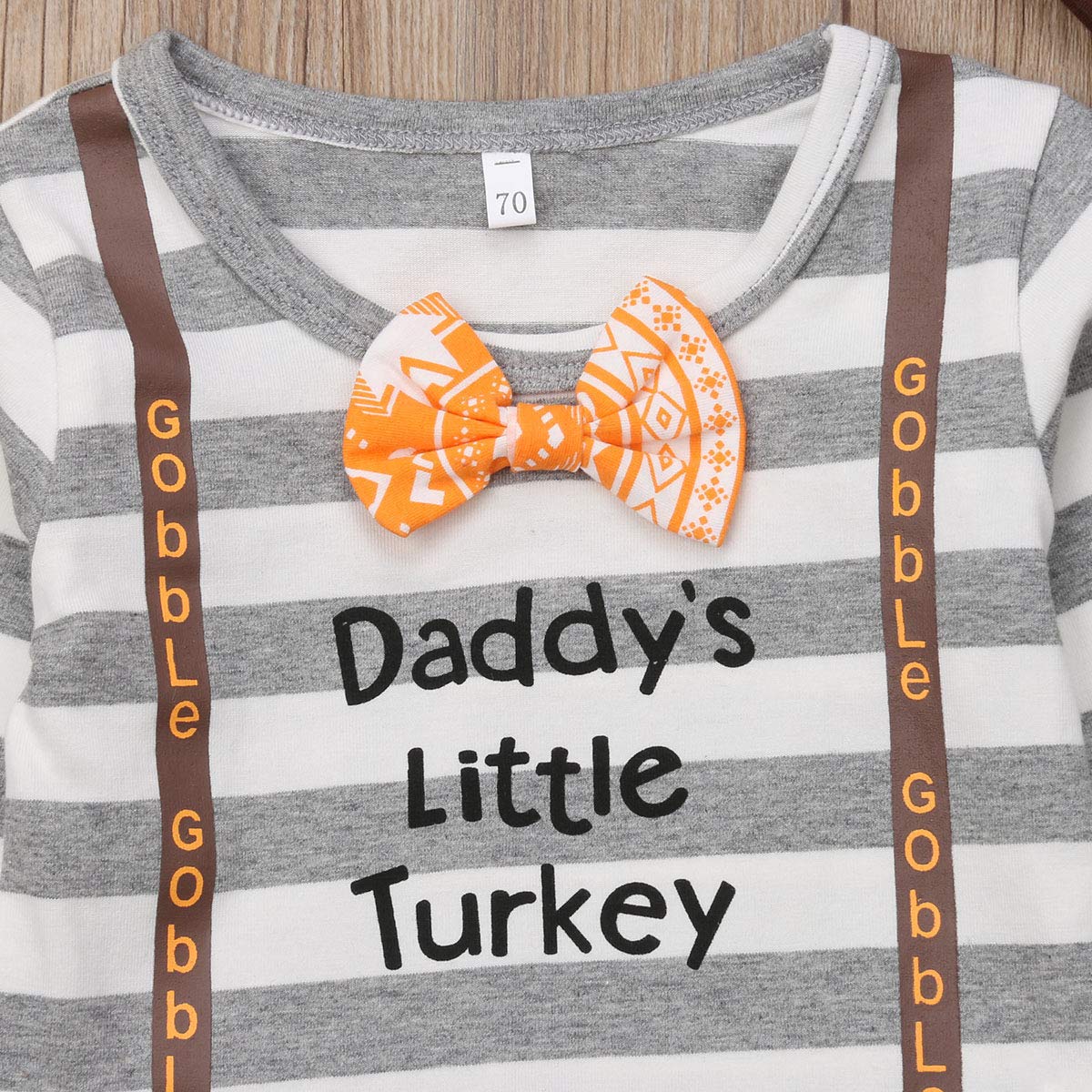 Zaxarra Baby Boy Girl Thanksgiving Outfit Long Sleeve Letter Romper + Hat + Turkey Crib Shoes 3Pcs Clothes Set (12-18 Months, St