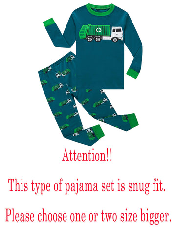 Family Feeling Garbage Truck Baby Boys Long Sleeve Pajamas 100% Cotton Pjs Infant Size 18-24 Mothes
