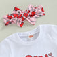 Wybzd Baby Girl Valentines Day Outfit Heart Candy Tee Shirt Top Bell-Bottom Pants Sets Cute Toddler Clothes Heart Candy 3-4T