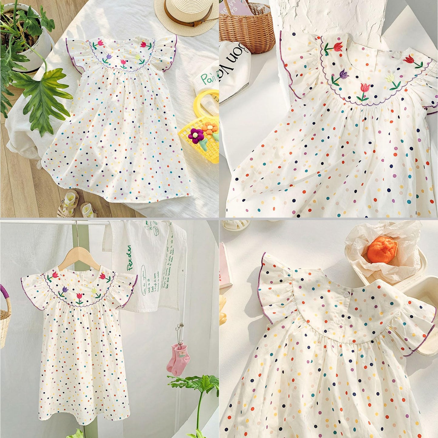 Simplee Kids Toddler Girl Dresses Ruffled Sleeves Summer Sundress Dress Bohemian Dress Red 12M-6T
