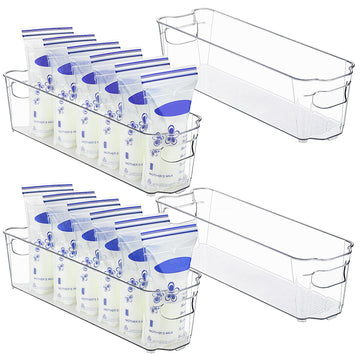 Vtopmart Breastmilk Storage Container 4Pcs Set, Clear Freezer And Fridge Organizer Bins, Plastic Storage Bins For Breast Milk, B