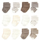 Hudson Baby Unisex Baby Cotton Rich Newborn And Terry Socks, Beige Stripe 12 Pack, 0-6 Months