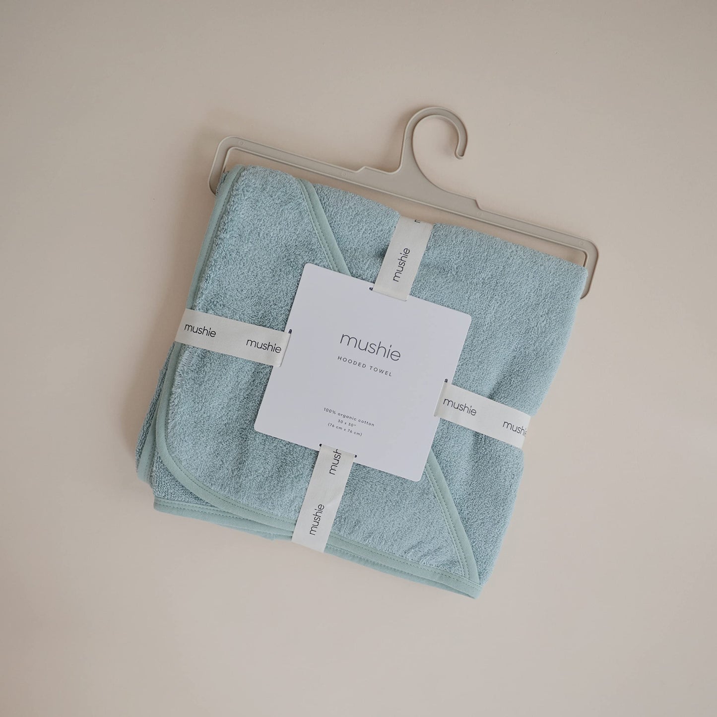 Mushie Baby Hooded Towel | Organic Cotton (Sea Mist)