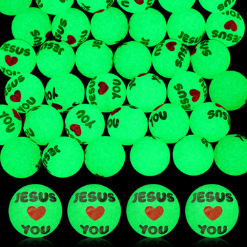 Seenelling 24 Pcs Christian Glow in the Dark Bouncy Balls Easter Jesus Bible Verse Rubber High Bouncing Balls Christian Party Fa