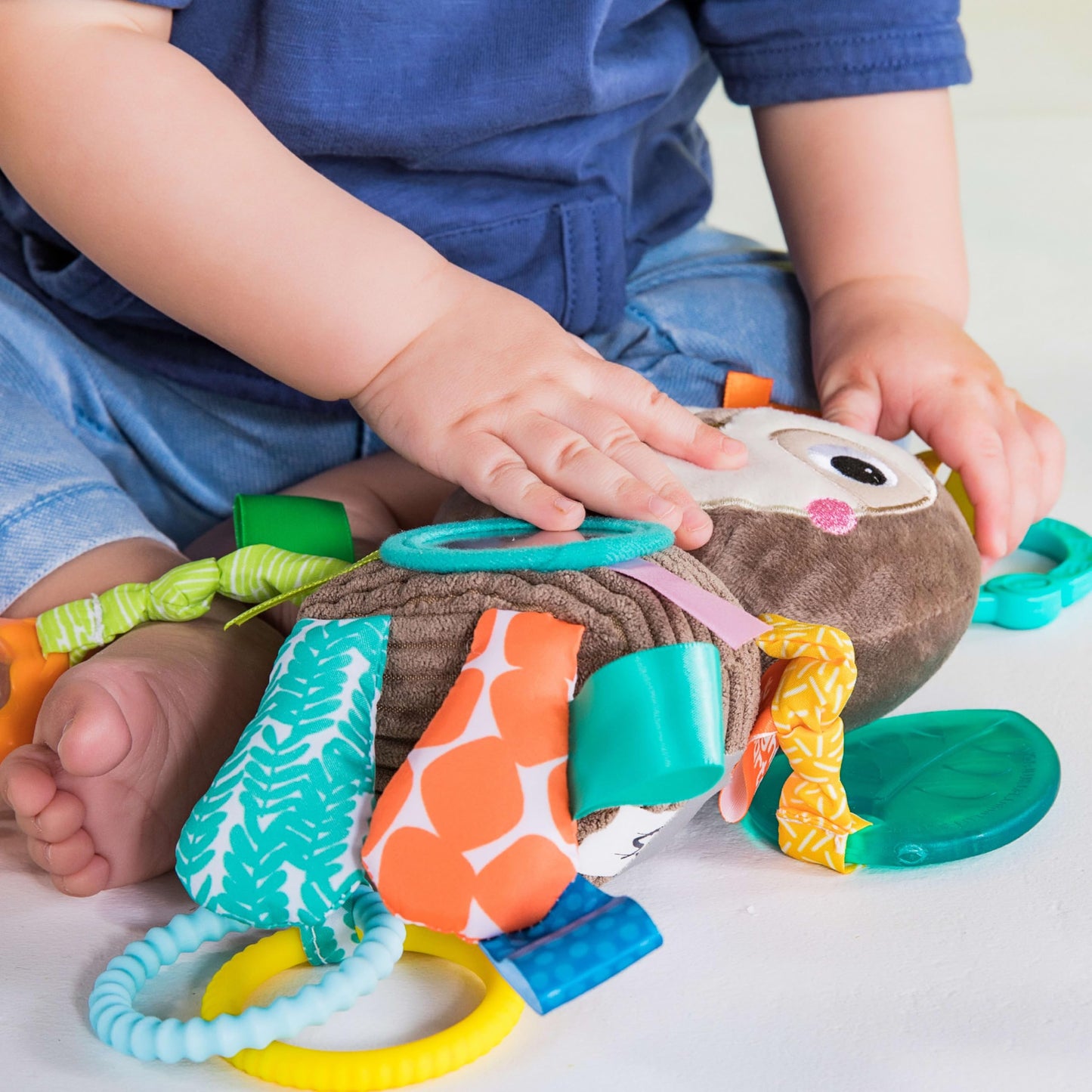 Bright Starts Sloth Plush Playful Pals Take-Along BPA-Free Stroller Baby Toy, Age Newborn+