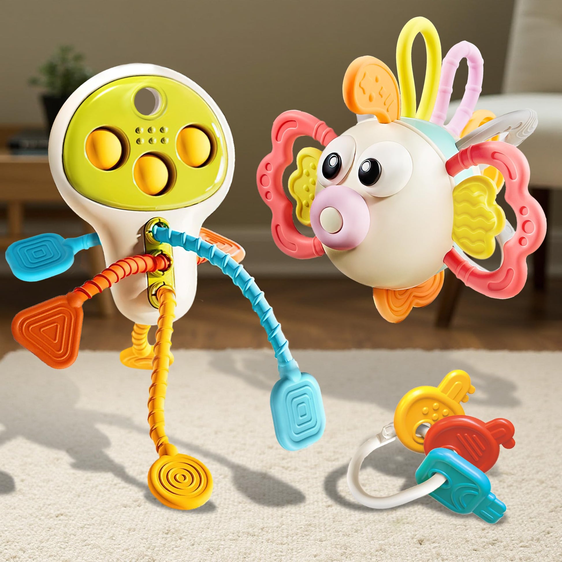 iPlay, iLearn Baby Toy 6-12 Month, Infant Fish Teething Sensory Toy, Toddler Busy Key Activity Fidget Toys, Montessori Learning 