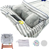 Suessie Shopping Cart Cover And High Chair Cover With Bolster Support Pillow (Gray And White Stripe With Cushion)