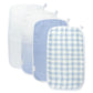 Honestbaby Organic Cotton Multi-Layer Burp Cloths Multipack, 4-Pack Blue Painted Buffalo Check, One Size