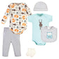 Hudson Baby Unisex Baby Cotton Layette Set, Moose, 0-3 Months