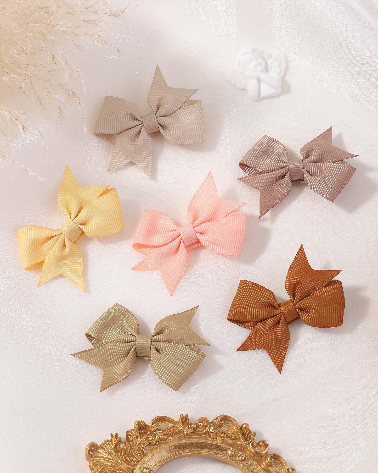 Doboi 40Pcs 2'' Baby Hair Bows Clips Fully Lined Grosgrain Boutique Solid Ribbon Mini Bows For Girls Teens Infants Kids Toddlers
