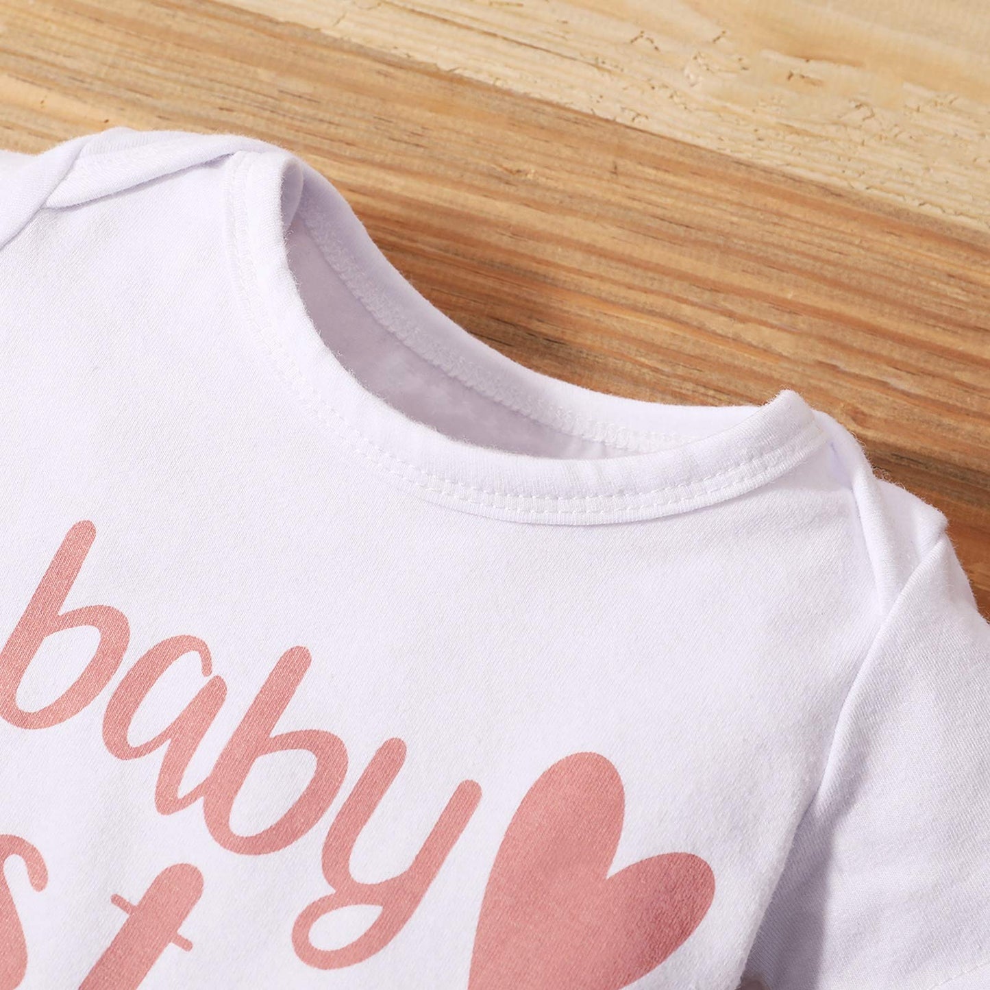 Dimoybabe Baby Girl Clothes Stuff Newborn Infant Summer Cute Outfit Cotton Ruffle Short Sleeve Romper + Solid Printed Pants + He