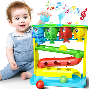 Ball Drop Toy for 1, 2 Years Old Boys & Girls, Interactive Toddler toy with Lights, Music & Water Spray, Montessori STEM Learnin