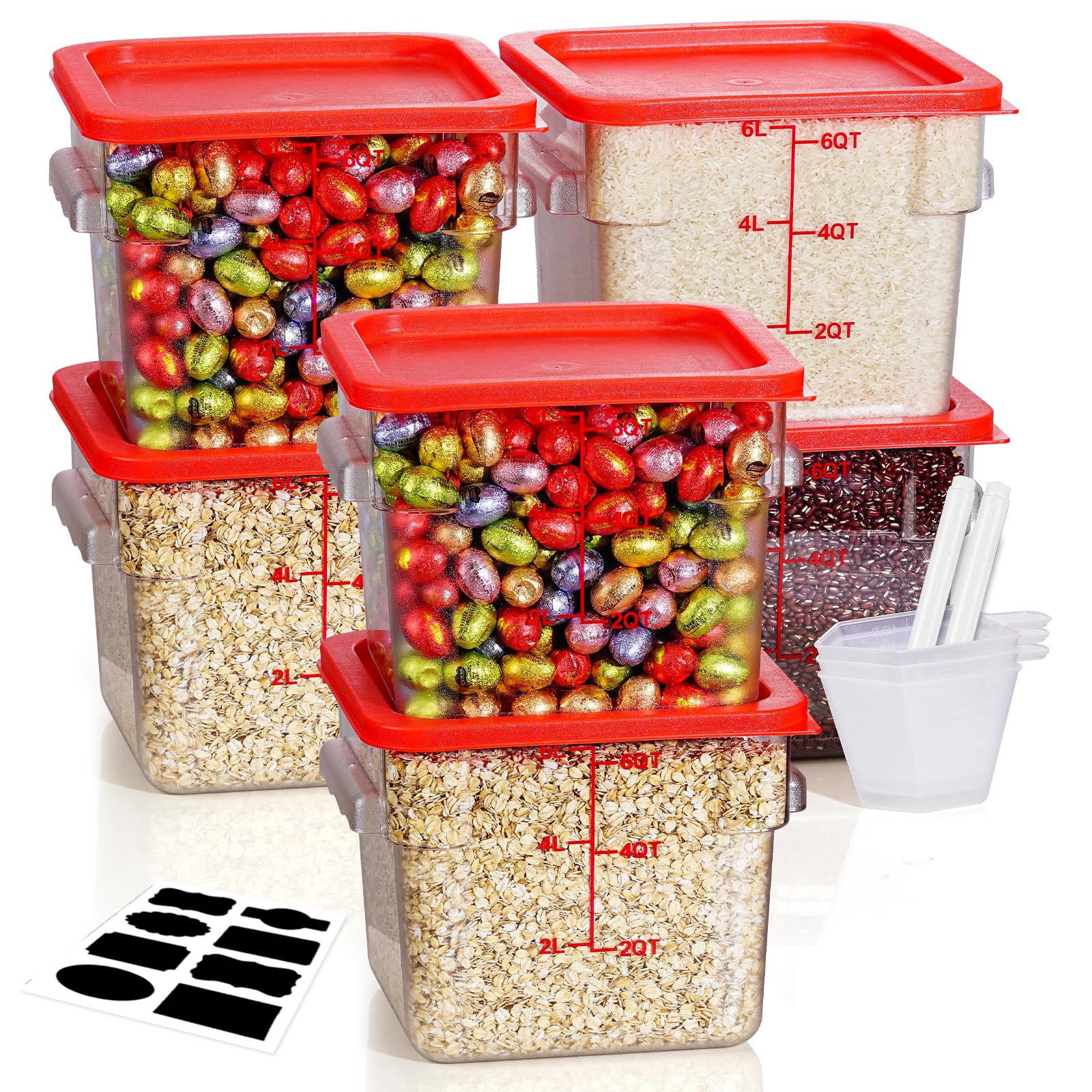 Svklhy 6Qt Clear Food Storage Containers: 6 Pcs[Food Grade][Hot&Cold Resistant] Nsf Food Storage Containers With Lids For Home R