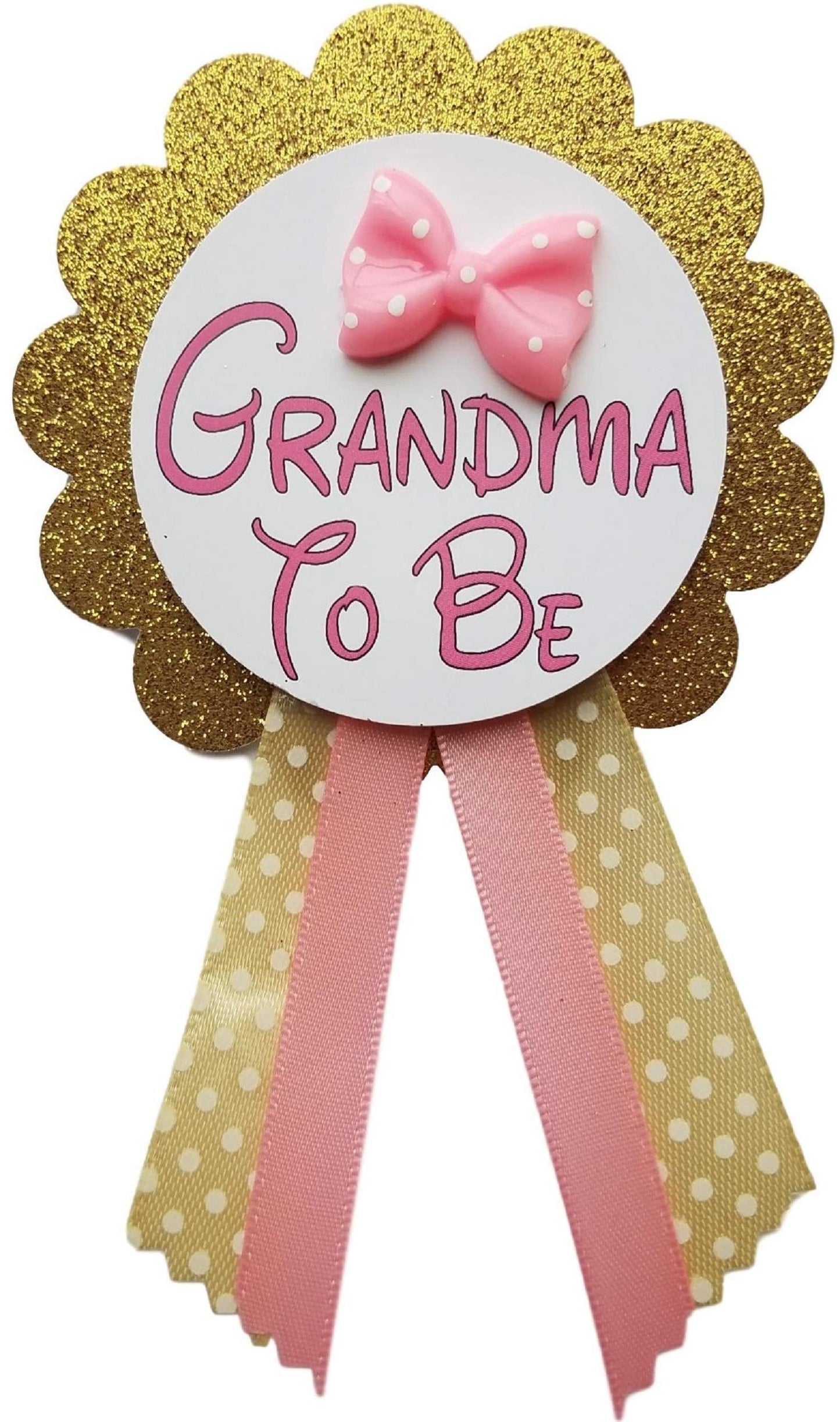 Grandma to Be Pin Girl Baby Shower Pin for nona to wear, Pink & Gold Glitter It s a Girl Baby Sprinkle