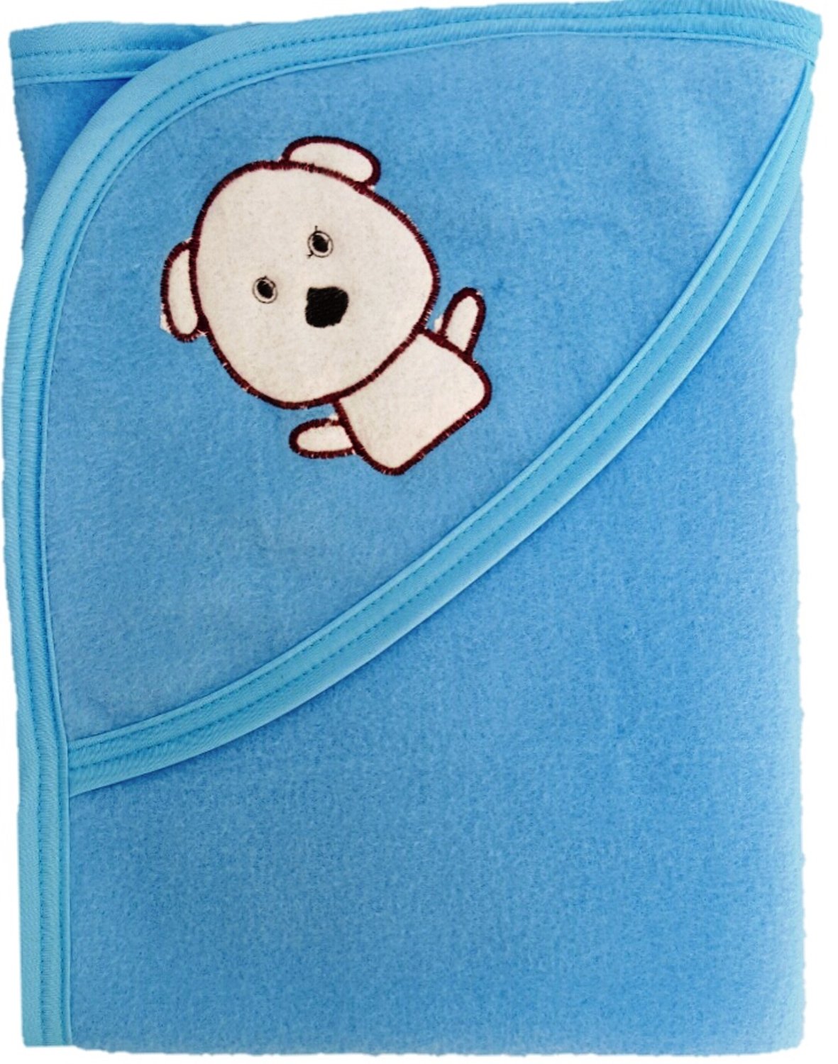BRANDONN Classic Polar Fleece Side Border Baby Blanket (Blue)