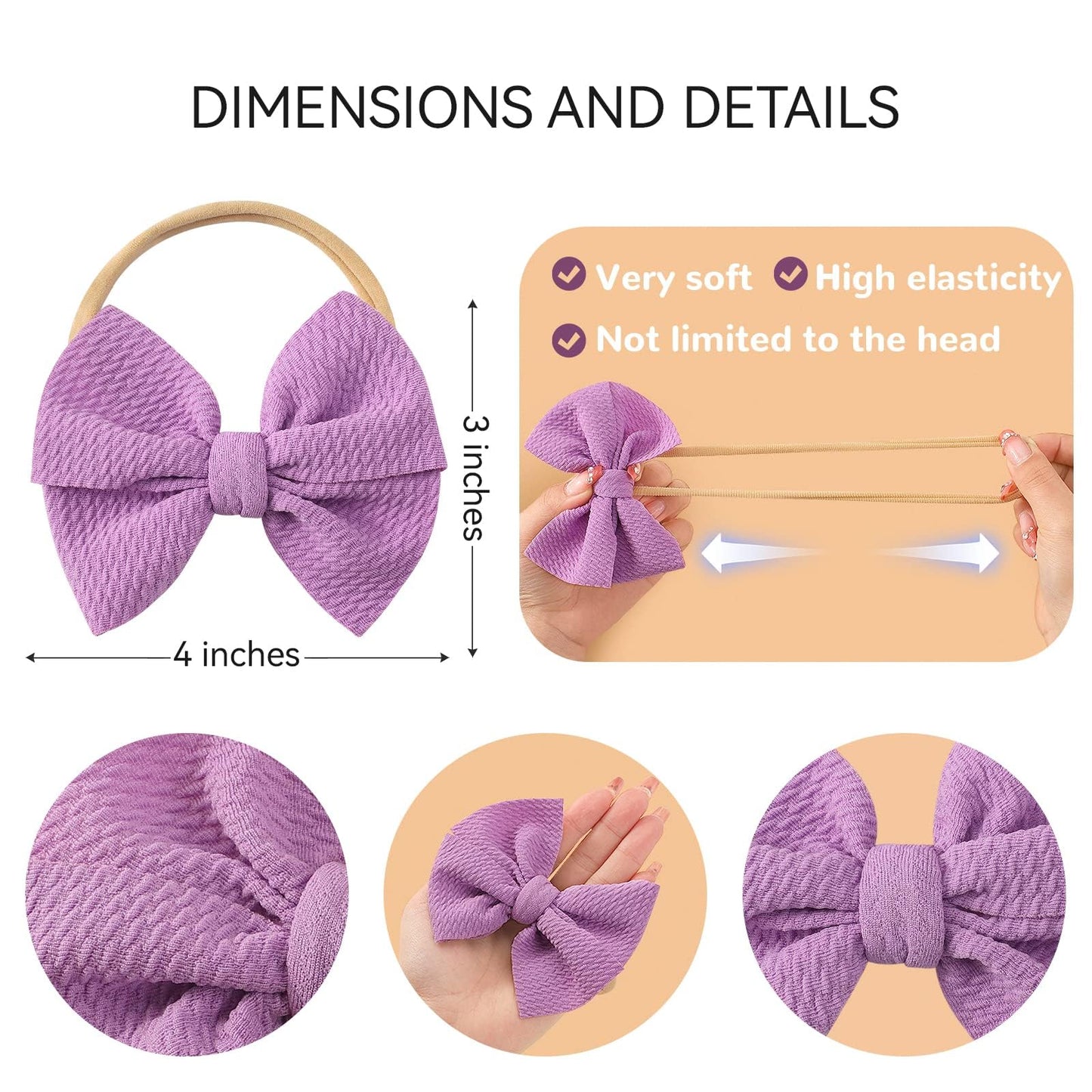 Yoyokid Hairband, 20 Pcs Baby Girls Nylon Headbands Super Soft Baby Hair Bands With Bows Elastic Hair Accessories For Newborn In